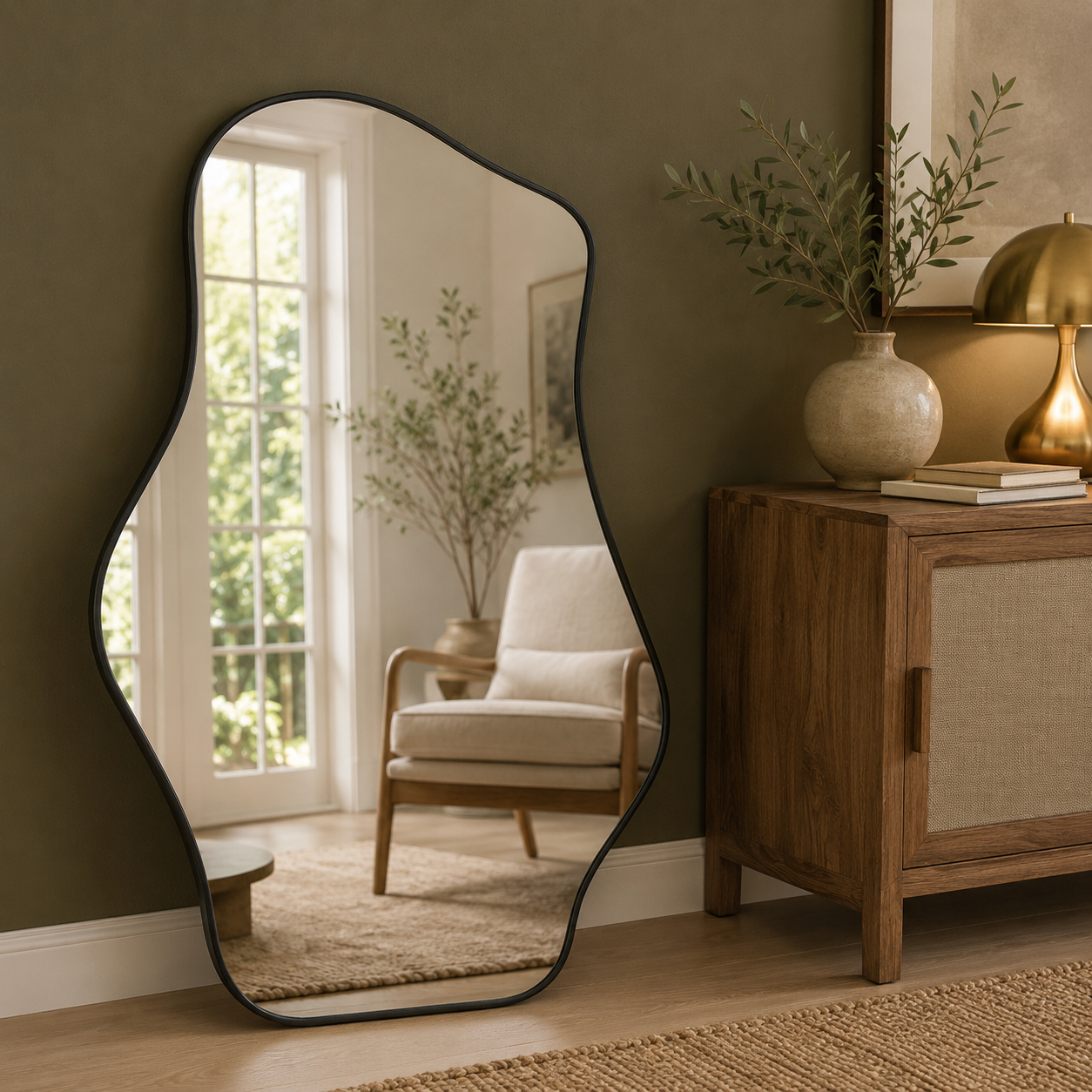 GoFurnitureHub 21" × 14" Asymmetrical Frameless Wall Mirror