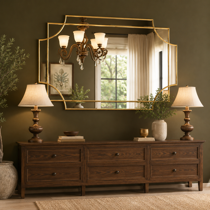 GoFurnitureHub Large Gold Wall Mirror – 32" × 48" Beveled Rectangle Mirror