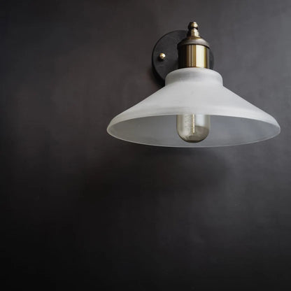 Vintage Frosted Glass Wall Sconce – Black & Brass Finish