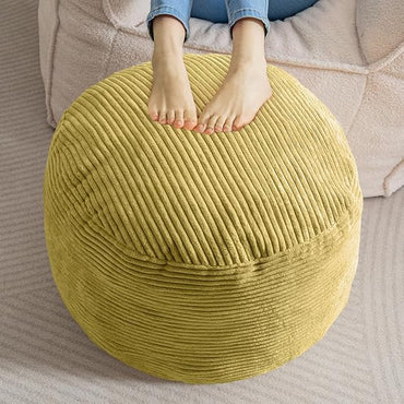 Round Corduroy Pouf Ottoman