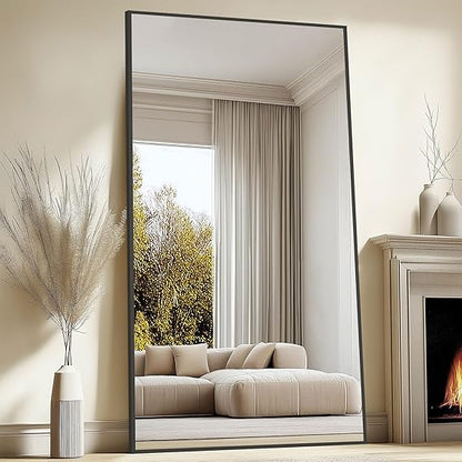 GoFurnitureHub 82" × 44" Extra-Large Full-Length Floor Mirror with Black Aluminum Frame
