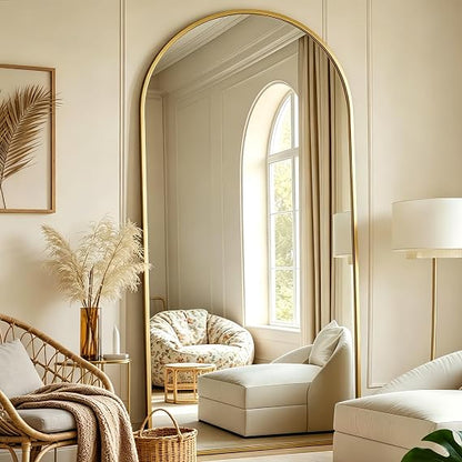 GoFurnitureHub 70" × 26" Gold Arched Full-Length Floor Mirror with Aluminum Frame