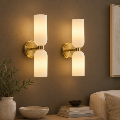 GoFurnitureHub Modern Brushed Gold Wall Sconce Set of 2