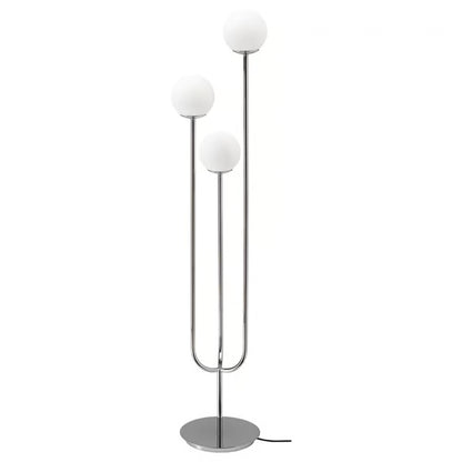 Modern 3-Globe Floor Lamp – Chrome Finish with Opal Glass Shades