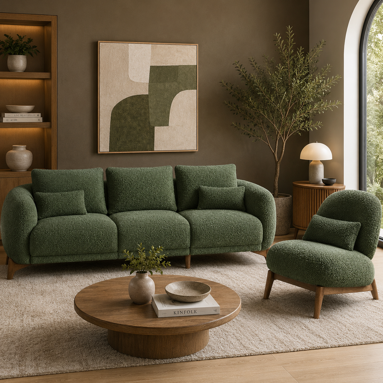GoFurnitureHub Modern Sherpa Bouclé Living Room Sofa Set – 2 Piece