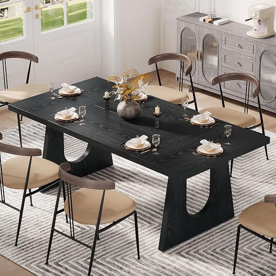Modern Black Wood Dining Table