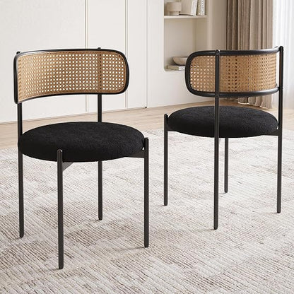 GoFurnitureHub | Mid-Century Modern Dining Chairs – Sherpa Upholstery, Rattan Back & More