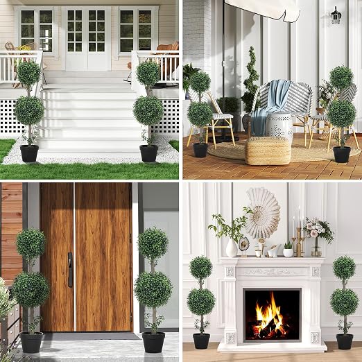 Artificial Boxwood Topiary Tree Set