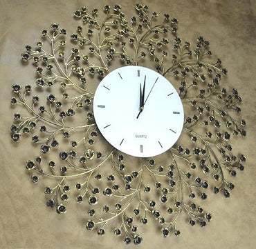Golden Black Decorative Metal Wall Clock