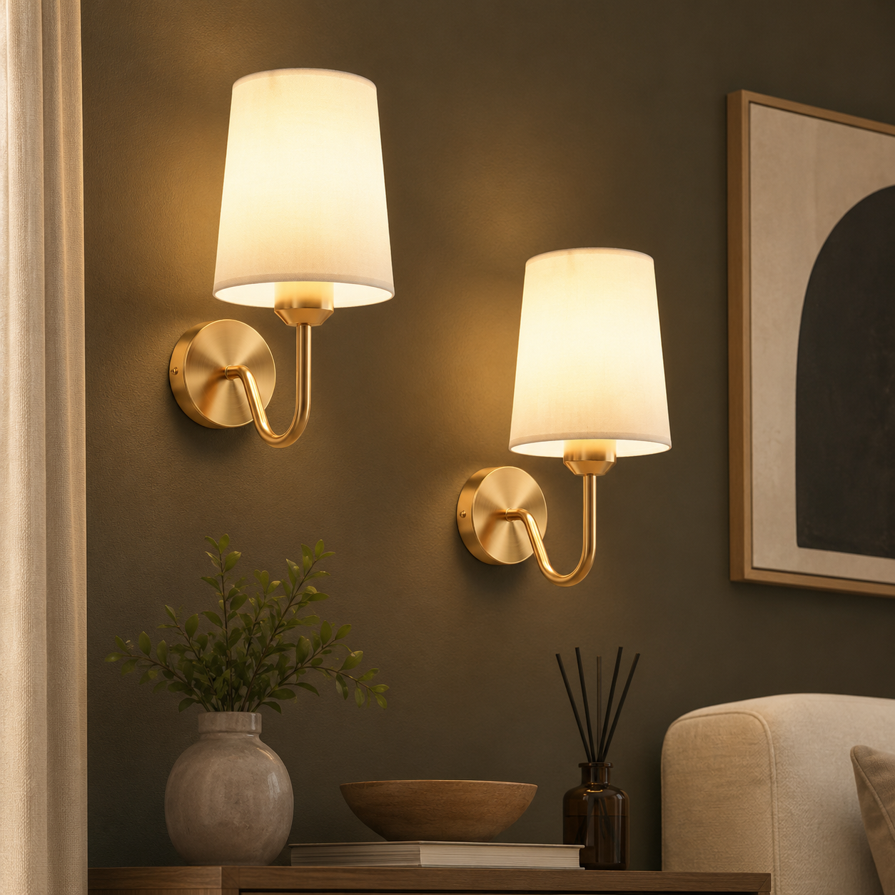 GoFurnitureHub Battery-Operated Wall Sconces – Set of 2
