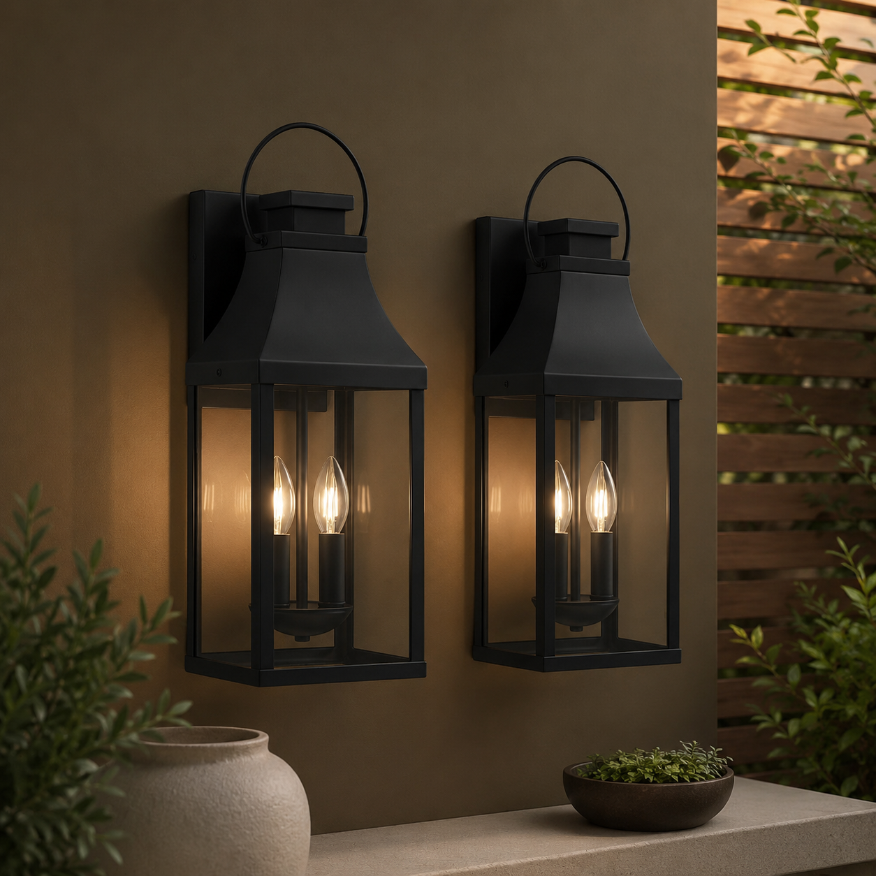 GoFurnitureHub Outdoor Wall Sconce Lanterns – Set of 2
