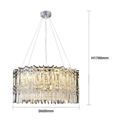 Crystal Drum Chandelier – 24" Round Chrome Finish
